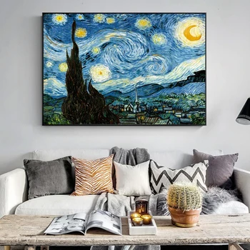 Garsus Meno Van Gogh Žvaigždėtas Dangus Aliejaus Tapybos Drobės, Paveikslai, Plakatai ir Spausdina Sienos Menas Nuotraukas Kambarį Dekoro