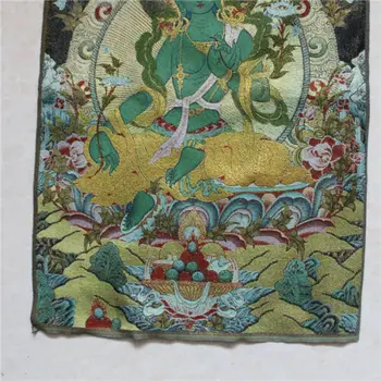 Tibeto Šilko Nepalas Thangka Siuvinėjimo Žalioji tara Buda