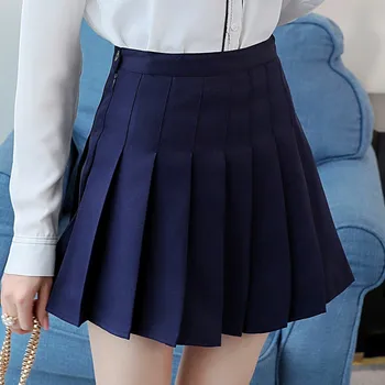 Faldas plisadas de cintura alta para mujer, minifaldas informales plisadas de Spalva P10 liso con cremallera, pantalones cortos