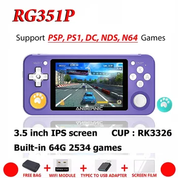 RG351P RG350P Kišeniniais Žaidimų Žaidėjas 64GB Emuelec Sistema PS1 64Bit Žaidimas IPS RG351 Kišenėje Nešiojami Retro Žaidimų Konsolės vaikų Dovanų