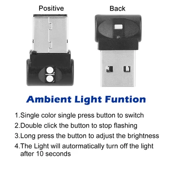 Plug And Play Avarinio Apšvietimo Mini USB Automobilinis Koja Šviesos diodų (LED Šviesos Atmosfera Automobilio Aksesuaras PC Auto Interjeras