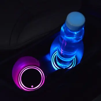 2.6 inche 7 Spalvų Automobilį LED Puodelio Laikiklis Šviesos Kilimėliai Su Šviesos Jutiklis Vibracijos Jutiklis Praktiniai Energijos Taupymo Puodelio Padas