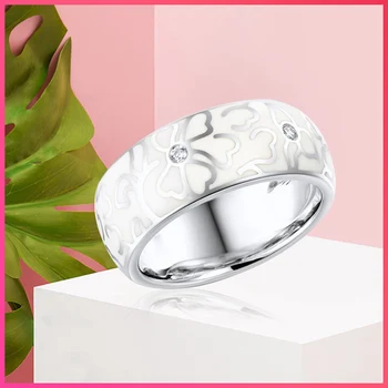 Asmeninį Retro, Rankų Darbo Keramikos Žiedas Moterims, Elegantiška Baltos Gėlės Imitacija Porceliano Žiedas Vestuves Papuošalai