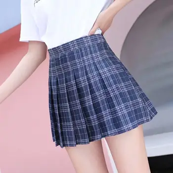 Vasaros Harajuku Klostuotas Mini Sijonai Moterų 2021 Korėjos Mados Kawaii Paaukštintu Liemeniu Mokyklos Vienodos Juoda Teniso Šortai-Sijonas
