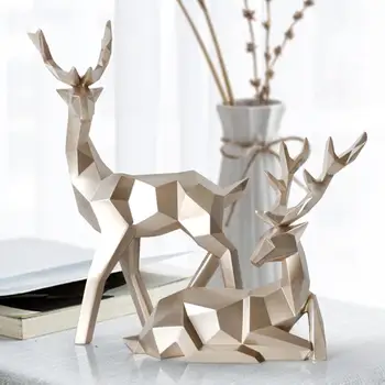 2vnt Geometrinis Pora Elnių Statula Briedžio Skulptūra Statulėlės Namų Kambarį Dekoro 3D spausdinimo technologija, puiki skulptūra gražus