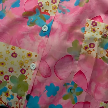 Vasaros Trumpomis Rankovėmis Gėlių Rausvos Spalvos Marškinėliai Moterims Įpjovomis Prarasti Paplūdimys Patogūs Korėjos Stiliaus Atsitiktinis Outwear Ulzzang Retro Harajuku