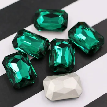 Naujas Malachito žaliojo Stačiakampio formos aštuonkampis formos pointback kristalų masės stiklo cirkonio drabužiai, batai, krepšiai, Aksesuarai