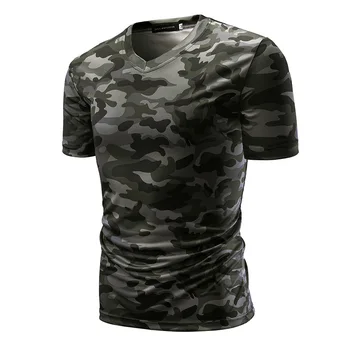 Karšto Pardavimo T-shirt vyrams Vasaros 2021 Naujų Karinių Kamufliažas T marškinėliai Vyrams Medvilnės trumpomis Rankovėmis Viršūnes Tees Atsitiktinis V-kaklo marškinėliai 30wy