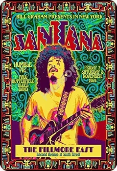 Santana, kad Fillmore Rytų Metalo skardos pasirašyti garažas plakatas apdailos juostą pub namų vintage retro