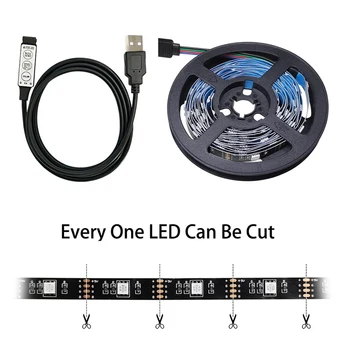 LED Šviesos Juostelės USB 1M 2M 3M 4M Lanksti Lempa RGB Juostos SMD 2835 5050 DC5V Diodų Stalas TV Ekrano Apšvietimas 3 Pagrindiniai Kontrolės
