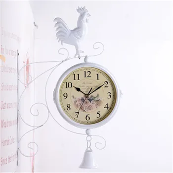 Dvipusis Kūrybos Sieninis Laikrodis Europos Stiliaus Namų Kambarį Retro Sodo Geležies Kabantys Papuošalai Amatų Išjungti Sieniniai Laikrodžiai