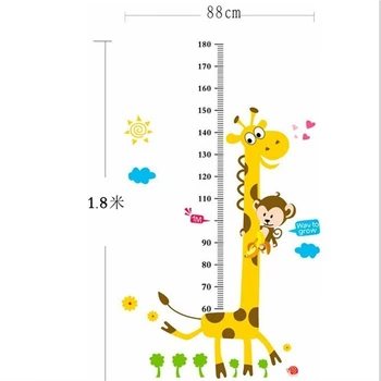 180cm Animacinių filmų Vaikams, Aukštis Augimo Diagramos Priemonė Sienų Lipduko Vaikų Kambario Apdaila PVC Gyvūnų Meno Decal Nuimamas Sienų Dekoras
