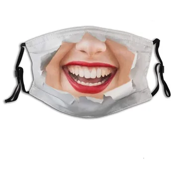 Naujas Juokingi Laimingas Burną Cosplay Moterų Vyrai Unisex Kaukės Veido Apsaugos Antifog Dviračių Dėmės 3D Spausdinimo Suaugusiųjų Halloween Mask