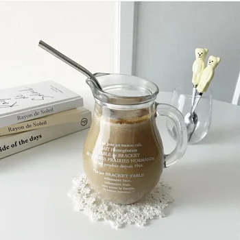 Ins Stiliaus Korėjos Cafe Latte Kavos Puodelis Su Rankena Didelis Šalto Gėrimo Stiklinės Pieno Puodą Vyno Balionėlis, Desertas, Taurė Toros Puodą
