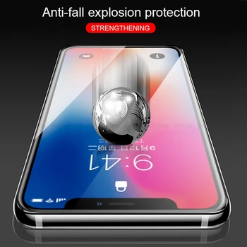 10D Grūdintas Stiklas ant iPhone 7 8 6 Plius Screen Protector, Pilnas draudimas Apsauginis Stiklas iPhone 6 6s 7 XR XS Max X filmas