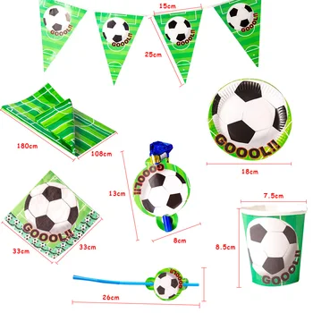 Žalia Balta Futbolo Sporto Tema, Vienkartiniai Indai, Popieriniai Plokštės Puodeliai Futbolo Stalo Įrankiai Gimtadienio Baby Shower Apdaila