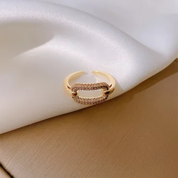 Gotikinio Stiliaus Geometrinis Aikštėje Metalo Aukso Cirkonis Žiedai Moteris Minimalistinio Atidarymo Žiedas 2021 Naujų Korėjos Mados Šaliai, Papuošalai