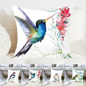 Mielas Paukščių Mesti Pagalvės užvalkalą Hummingbird Žvirblis, Sofos Pagalvėlė Padengti Gyvenimo Kambario, Miegamasis Namų dekoro Užvalkalas 45*45cm