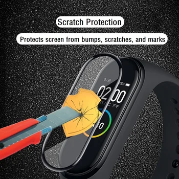 100VNT 3D Krašto Soft Screen Protector for Xiaomi Mi Juosta 6 Riešo žiūrėti Miband 5 4 Visiškai Padengti Apsaugine Plėvele (Ne Grūdintas Stiklas)