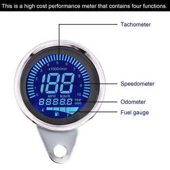 Elektroninis Skaitmeninis Spidometras Universalus Motociklas Speeeter Matuoklis Matuoklio LCD Tachometras, Universalus Variklio Gabaritas