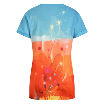 Moterų Retro Stiliaus Spausdinimo Mados T-shirt Apvalus Kaklas Moterų Tees Atsitiktinis Vasaros Gėlių Apvalios Kaklo Prarasti Viršūnes Mujer Camisetas D30