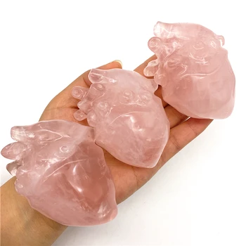 1PC Gražus Gamtos Rose Pink Kristalų Širdies Formos Ranka Raižyti Poliruoti Reiki Namų Dekoro Natūralių Akmenų ir Mineralų