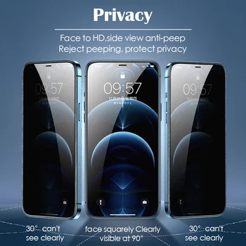 Privatumo Matinis Grūdintas Stiklas iPhone 11 12 Pro XS Max X XR 6 6S 7 8 Plius 12 Mini Anti pirštų atspaudų Spy peep Screen Protector