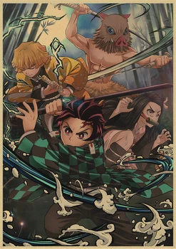 Japonų Anime Demon Slayer Kimetsu nr. Yaiba Vaikai Plakatai Namų Baras Kambario Sienų Lipdukų Dekoras