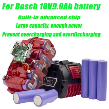 Pakeisti Bosch Originalus 18V BAT619G Profesinės Baterija su 9000mAh, Suderinama su Bosch 18V Power Tool BAT609 BAT610 BAT618G