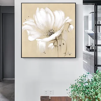 Didelės Gėlės Drobės Tapybos Balta Abstrakčių Gėlių Menas, Plakatų ir grafikos Modernios Sienos Menas Nuotraukas Kambarį Apdaila