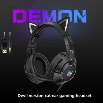 Naujas Black Devil Versija Aukšta Garso Rezoliucija Patvarus Kompiuteris, Laisvų Rankų Įranga Su Mikrofonu, Triukšmo Mažinimo Ir Kačių Ausys