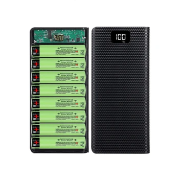 Nešiojamų Išorinio Langelį be Baterijos Powerbank Raštas C18 Dual USB LCD Galia Banko Shell 8x18650 Baterija Atveju L41E