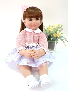 60cm Silikono Vinilo Reborn Baby Lėlės, Žaislai Mergaitė Princesė Bamblys Kūdikiams Patinka Gyvas Bebe Bonecas Mielas Kalėdų Dovana Gimtadienio