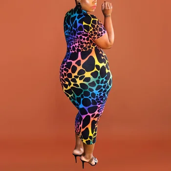 4XL 5XL Plius Dydis Afrikos Suknelės Moterų Spausdinti Bodycon Aukšto Juosmens Vidurio Blauzdos Seksualus, Vakare, Naktį Šalies Klubas Dėvėti Vestidos Naujas