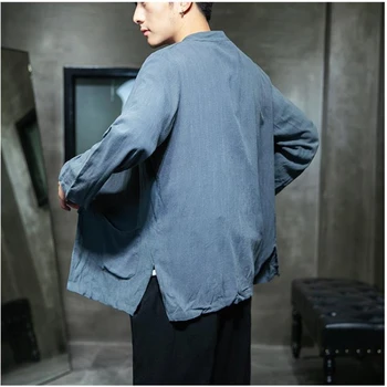 Vyriški Baltiniai Kimono Mados Laisvas Megztinis Vientisų Slim Viršutiniai drabužiai Vintage Stiliaus Kinijos Vyrų Švarkai Atsitiktinis Paltai Plius Dydis 5XL