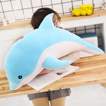 Karšto didelis pliušinis delfinų žaislai įdaryti jūros gyvūnų mielas mergaitės lėlės minkštas kūdikio miego pagalvės, kalėdų, gimtadienio dovana vaikams