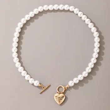 Elegantiška Baltos spalvos Imitacija, Perlų Karoliai Baroko Perlų Rankų darbo Zawalcowany Choker Karoliai Moterų Žavesio bižuterijos