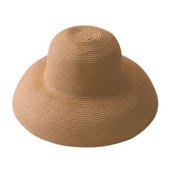 Karštą Vasaros Lady Kietas Paprastas Elegantiškas Šiaudų skrybėlę Atsitiktinis Didelis Kraštų Floppy Turas Viršų Saulė Skrybėlę Holiday beach casquette gorros