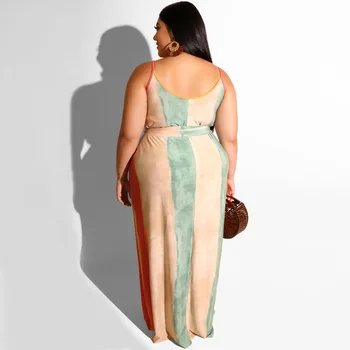 Moterų Suknelės, Vasaros 2021 Seksualus Rankovių Apvalios Apykaklės Juostos Spausdinti Elegantiškas Plius Dydis Maxi Suknelė 5xl Didmeninė Dropshipping