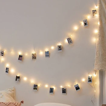 3 Metrų LED String Žibintai Kortelės Foto Įrašą Turėtojas Pasakų Girliandą Lempa Namų Vestuves Apdailos Šiltai Balta