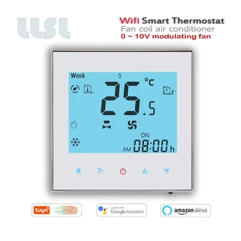 Tuya wifi termostatas 0-10V rutuliojosi gerbėjas NO NC vožtuvas šildymo arba aušinimo darbai su Alexa 