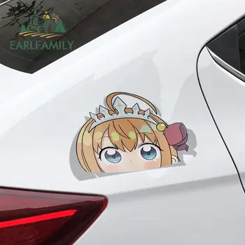 EARLFAMILY 13cm x 9.7 cm Pecorine Princesė Prisijungti Žvilgtelėti Anime Didelis Galvos Vinilo Cartoon Automobilių Lipdukas JDM Window Kamieno Decal