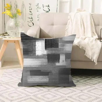Kita, Juoda Juoda Balta Dažai Abstrakčiai Skandinavijos 3d Spausdinimo Sofa didelės pagalvės užvalkalą Grindų pagalvėlių apvalkalus Paslėptas Užtrauktukas 70x70cm