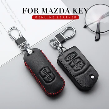 Natūralios Odos Automobilių Klavišą Atveju Padengti Mazda CX 5 2 3 6 GJ GH BK GG CX5 CX3 CX-5 Demio CX7 MX5 CX9 paketų prižiūrėtojų raktinę Keychain Priedai
