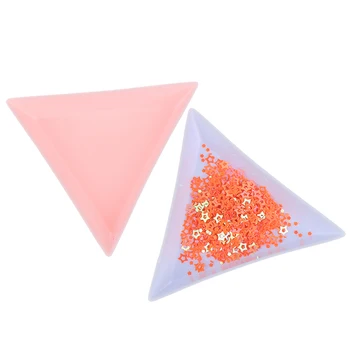5vnt Plastiko Trikampis Nagų Plokštelės Nagų Dailės kalnų krištolas Granulių Kristalų Saugojimo Plokštė Manikiūro Įrankių Priedų