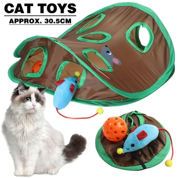 Juokingas Naminių Kačių Žaislai Multi-skylių Pelė Tunelyje Pelės Medžioklė Cat Kitten Žaislas W/Varpai