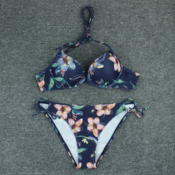Plius Dydžio Seksualus Bikini 2021 Gėlių Spausdinti Swinsuit Maudymosi Kostiumėliai Moterims, Mažas Juosmens Push Up Bikinis Nustatyti Paplūdimio Brazilijos Biqiuni Vasaros