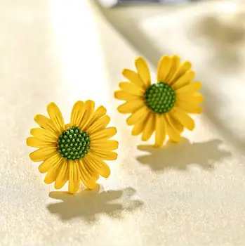 Nauja Vasaros Papuošalų Mados Korėjos Stiliaus Mielas Mažas Daisy Gėlių Stud Auskarai Moterims, Naujas Mados Saldus Auskarai