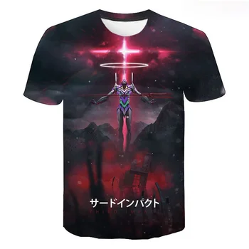Nerv Evangelion 3D Atspausdintas T-shirt Unisex Vasaros Mados Atsitiktinis Trumpas Rankovės Hip-Hop Harajuku Streetwear Negabaritinių Tee Viršūnės