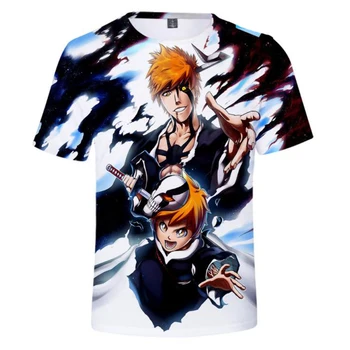 Anime Bleach Kurosaki Ichigo Cosplay T-shirt 3D Spausdinimo Juokinga T Shirts Vasaros Mados Atsitiktinis Hipster Hip-hop Tee Marškinėliai